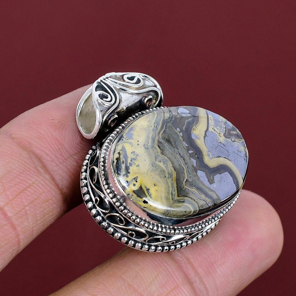 Schalenblende Pendant Original Gemstone Pendant 925 Sterling Silver Pendant Schalenblende Jewelry Handmade Vintage Pendant Gifts for Mother