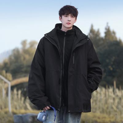 Army Green Outdoor Jacket Men's Three-in-one Removable Autumn and Winter Windproof Waterproof Three-proof Jacket