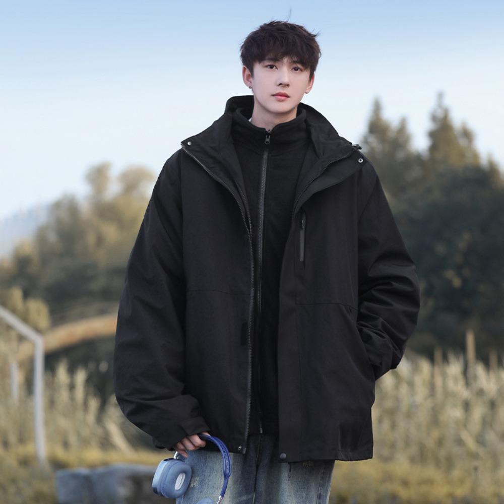 Army Green Outdoor Jacket Men's Three-in-one Removable Autumn and Winter Windproof Waterproof Three-proof Jacket