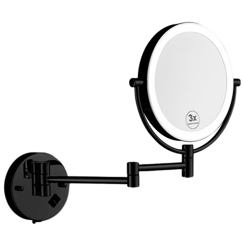 Wall-Mounted LED Double-Sided Bathroom Makeup Mirror with Light and Magnifying Function