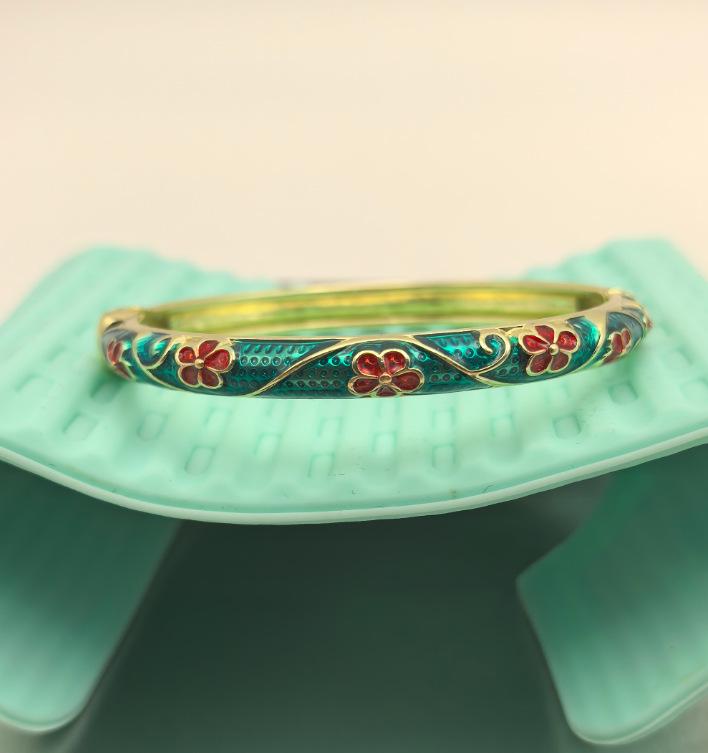Retro Chinese-Style Women's Enamel Drip Oil Alloy Bracelet