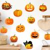 Decorative Jack O' Lantern Wall Art 3 Sheets Halloween Ghost Face Pumpkin Sticker, Cute Black Cat PVC Window Decals for Parties Decals, Waterproof