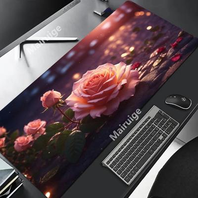 Beautiful Roses Mouse Pad Large Computer Office Game Table Mats XXL Rubber Antislip Gaming Keyboard Mousepads Long XL Desk Pads