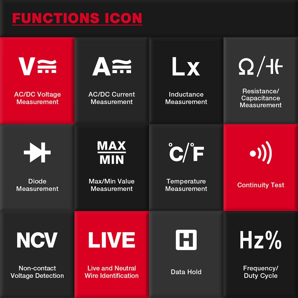 Digital Multimeter 6000 Counts DC/AC Ammeter Voltmeter Non Contact Voltage Detector LCD Voltage Current Tester Electrician Tools