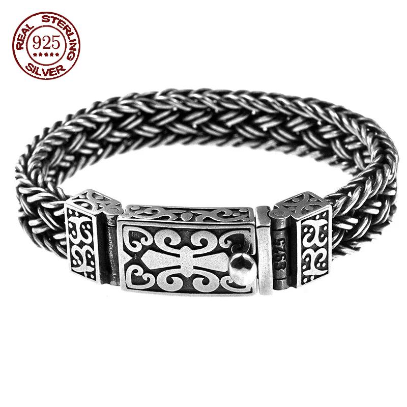 S925 Sterling Silver Charm Bracelet Timeless Grape Totem Woven Bracelet Sterling Silver Men s and Women s Fashion Jewelry Gifts 18cm