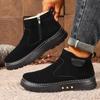 Men's Winter Ankle Boots Slip-On Snow Boots with Fleece Lining & Thick PU Sole Winter  Comfortable Shoes