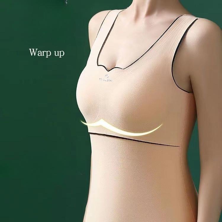 Autumn Winter De Velvet Thermal Vest Women Padded Shaping Thermal Underwear Sleeveless Vest with Chest Pads