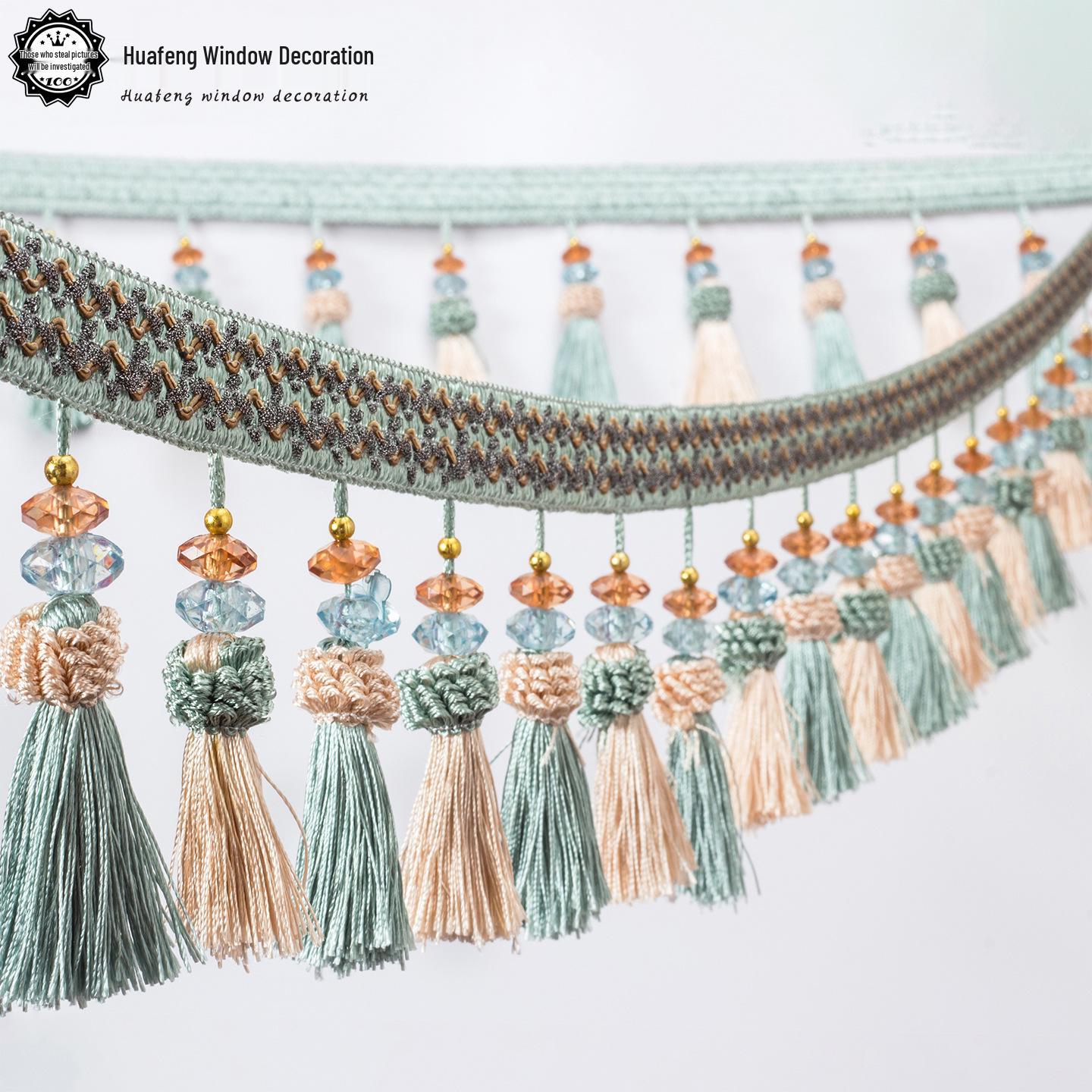 

Two-Color Strawberry Ball Tassel Lace with Crystal Beads - 12 Meters