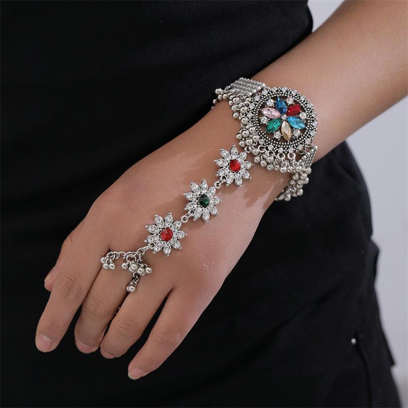 Ethnisch Stil Damen Metall Ring Armband Mit Eingebetteten Kristallen Für Geschenk Reise Souvenir