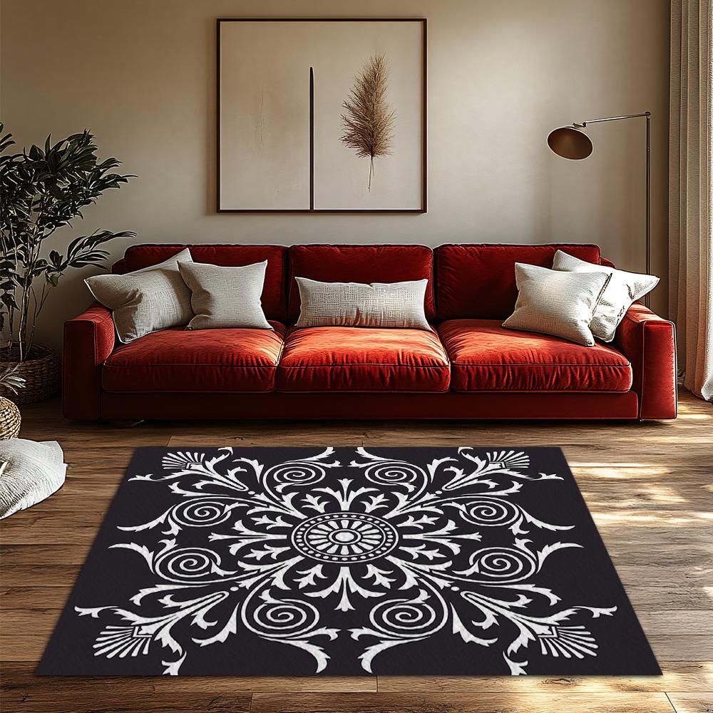 Elegant Persian Area Rug Vintage Oriental Carpet Non-Slip Floor Mat Home Decor Bohemian Style Living Room Bedroom Washable Durab