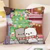Couple Cat Peach Goma Christmas Pillow Case Fashion Square Pillowcase Bedroom Sofa Room Ins Decoration Leisure Cushion Cover