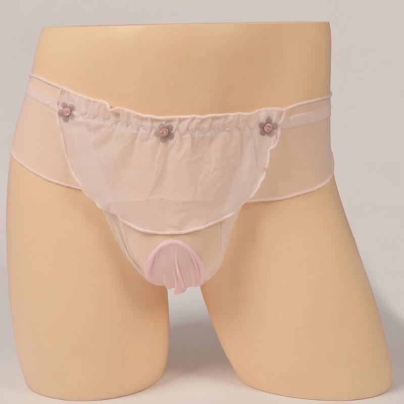 Sous-vêtements Sissy pour Hommes Culotte Ultra-Fine Dentelle Respirante Slip Été Culotte Transparente Poche Gays Imite Sous-vêtements