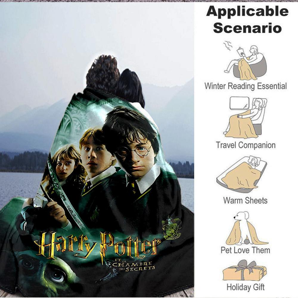 1pc Harry Potter Flannel Throw Blanket - HD Printed Lightweight Soft Warm All-Season Blanket for Sofa, Bed, Travel, Camping 114