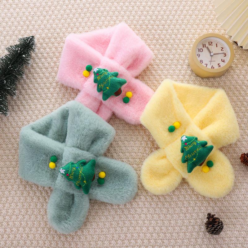 Children's Cute Cartoon Korean-Style Winter Scarf: Warm Christmas Neck Warmer for Boys and Girls