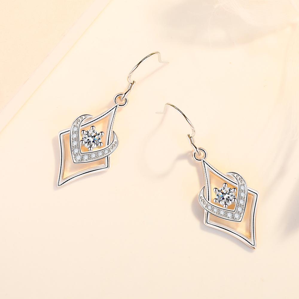 Elegant Zircon Diamond Water Cube Earrings for Women