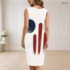 Women Plus Size V Neck Sleeveless American Flag Printed Bodycon Midi Dress