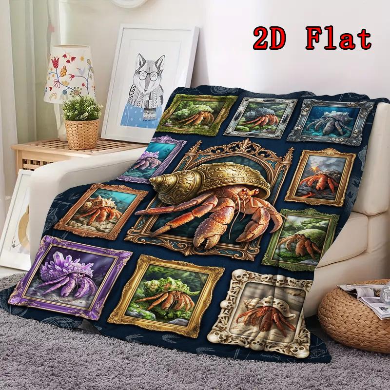 Hermit Crab Gallery 2D Flat Pattern Flannel Blanket, High quality All Seasons, Home Decor, Warmth and Comfort, Perfect for Christmas Gifts.