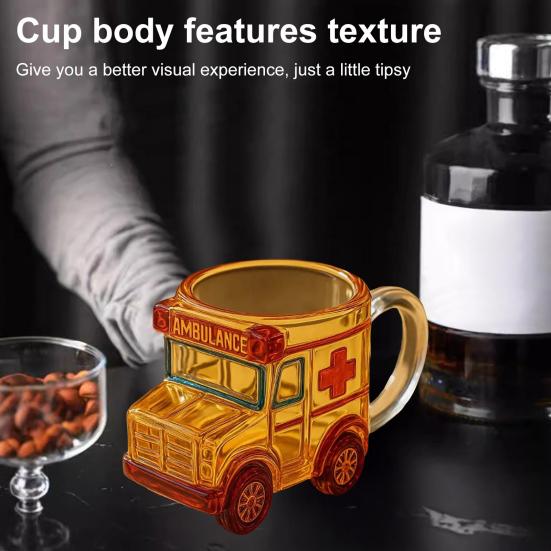Taza de Vidrio con Forma de Autobús Escolar Yousheng 10oz Taza para Beber Novedosa para Niños Coleccionistas Contenedor de Bebidas Divertido con Tema de Vehículos