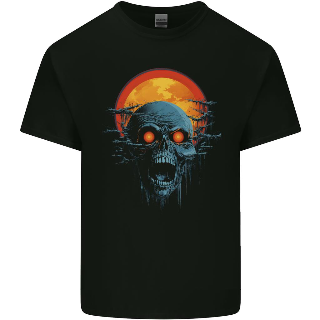 Cloudy Sunset Skull Zombie Horror Unisexs Light Cotton TShirt