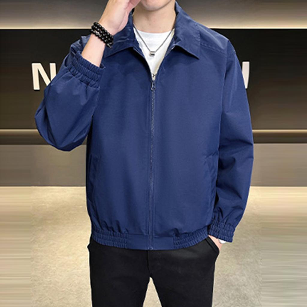 Men's Solid Color Work Jacket Baseball Jacket Trendy Fashion Casual Sports Lapel Coat
