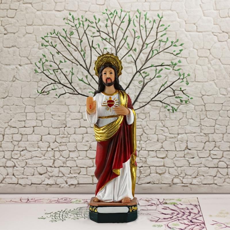 Sacred Mother Marys With Child Statue Resin Catholic Figurine Light Design For Christian Faithful Collectors Family