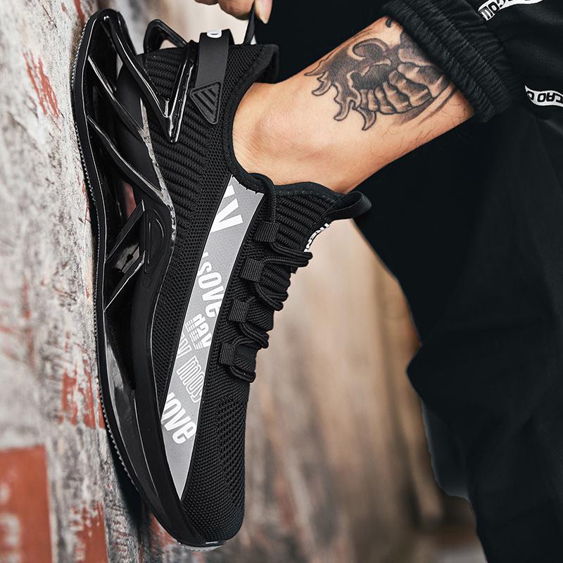 TUINANLE Men Shoes Comfortable Casual Sneakers Fashionable Platform Breathable Couple Running Shoes Black Walking Sneakers