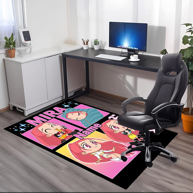 Custom Name Kpop Demon Hunters Printed Carpet Rug For Office Chair Living Room Bedroom Kitchen Room Decor Gifts