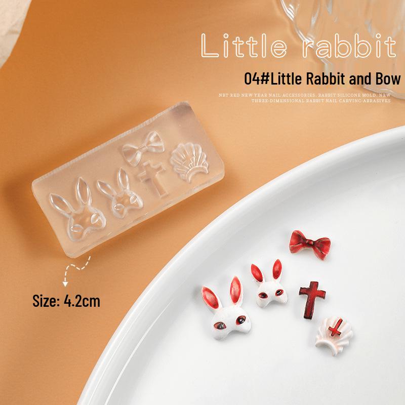 3D Heart Bunny Nail Art Silicone Mold - Japanese Design