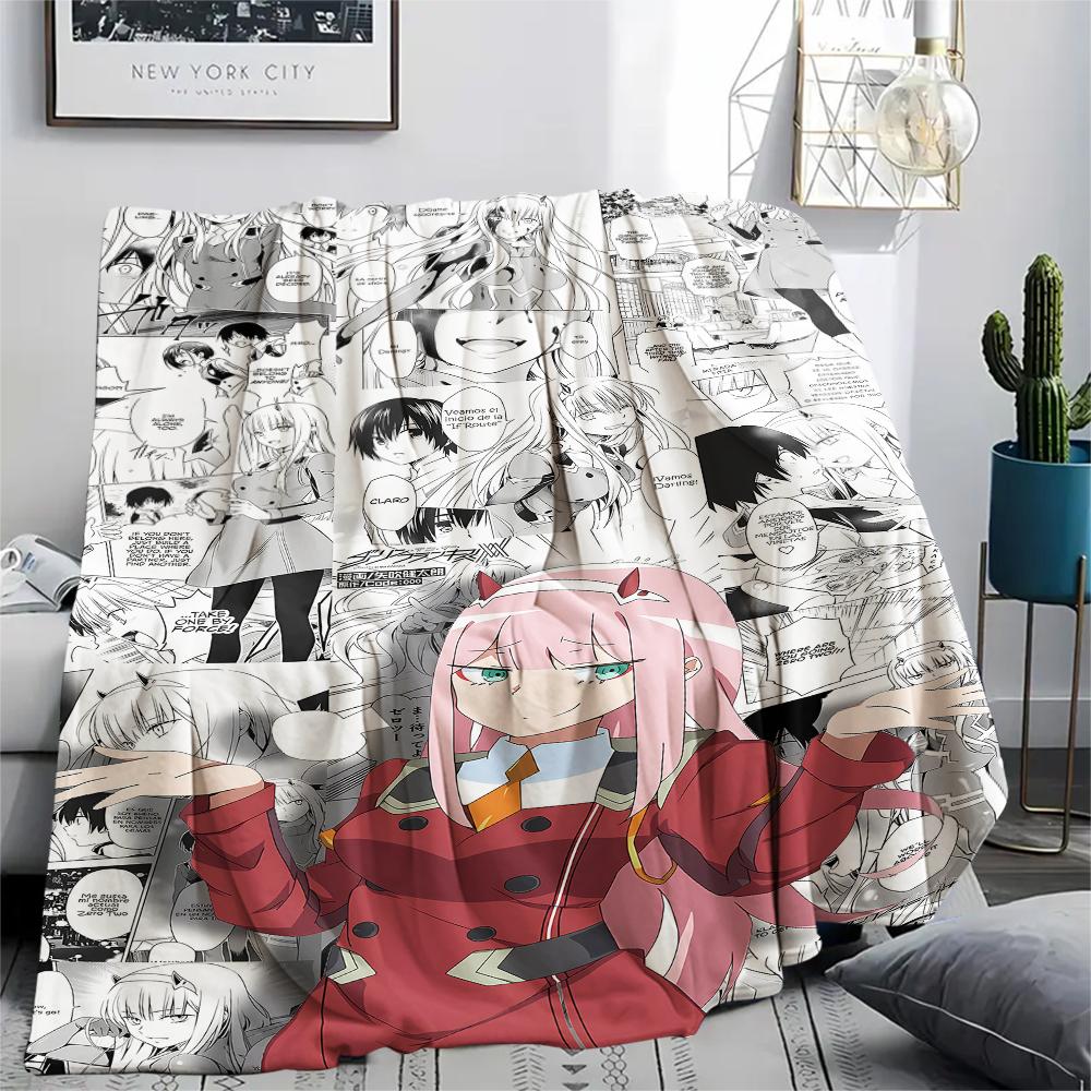1PC DARLING In the FRANXX Zero Two Print Flannel Blanket, High Quality All Seasons, Home Decor, Warmth and Comfort, Perfect for Christmas Gifts
