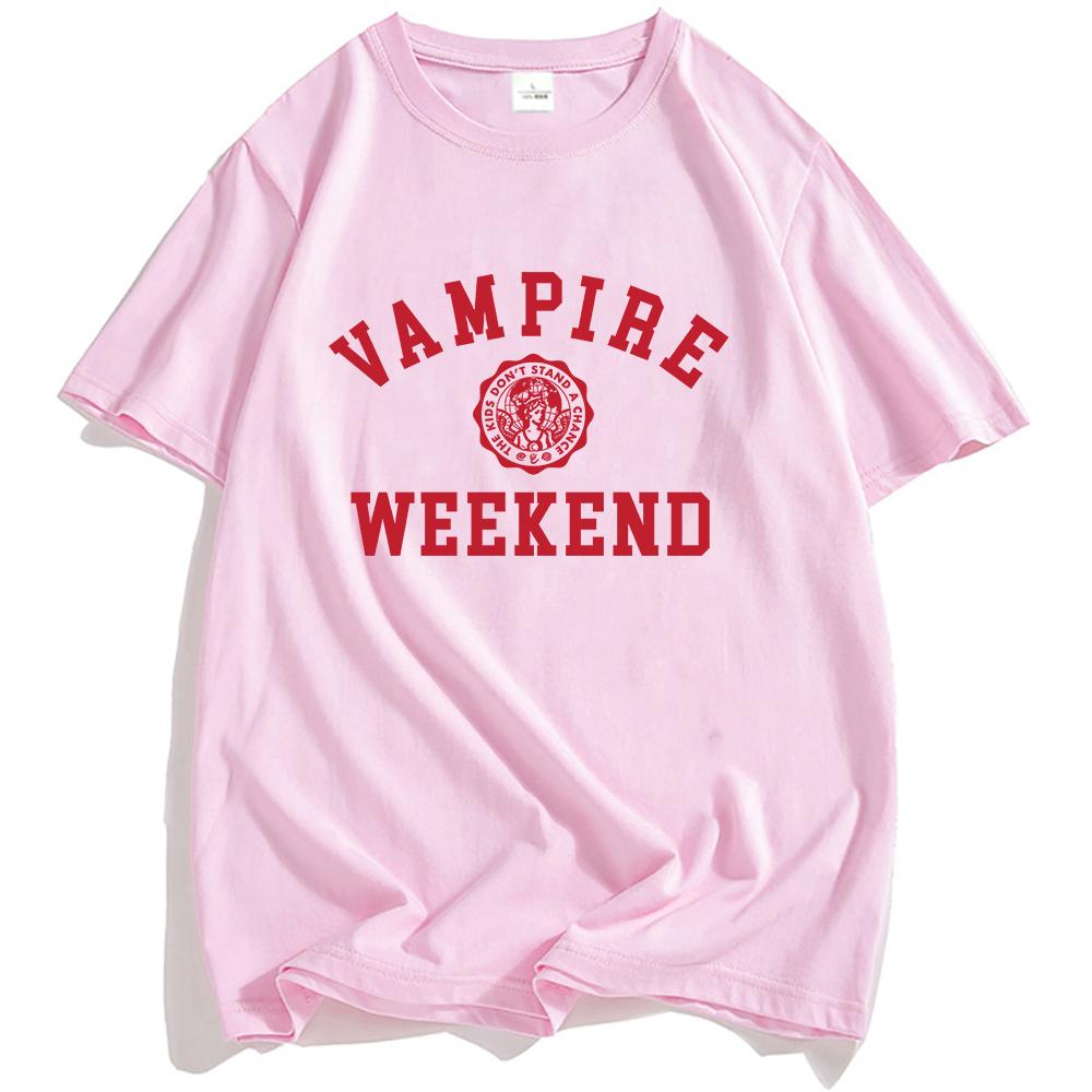 VAMPIRE WEEKEND Collegiate T-shirt Summer Short Sleeve Cotton Male Tshirts Round Neck Fashion Printing T Shirts Men Women Tees