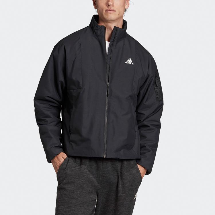 Adidas BTS Lined Jacket Outdoor Sports Stand Collar Warm Long Sleeve Cotton Coat Men Jackets Black DZ1439