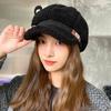 White Black Coffee Beige Duck Tongue Hat Imitation Lamb Hair Fedora Wool Caps Warm Hats  Women