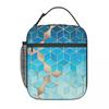 Sea And Sky Cubes Insulated Lunch Bag for Women Children Portable Food Boxes Thermal Lunch Box Tote