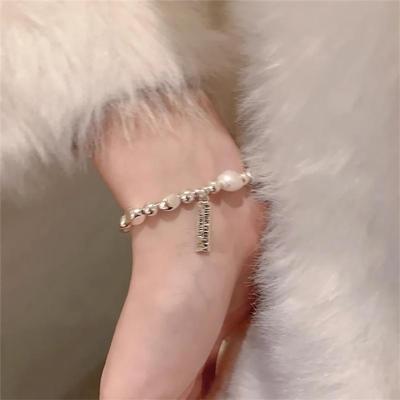 Women's Silver 925 Unbalanced Ball Pearl Bracelet