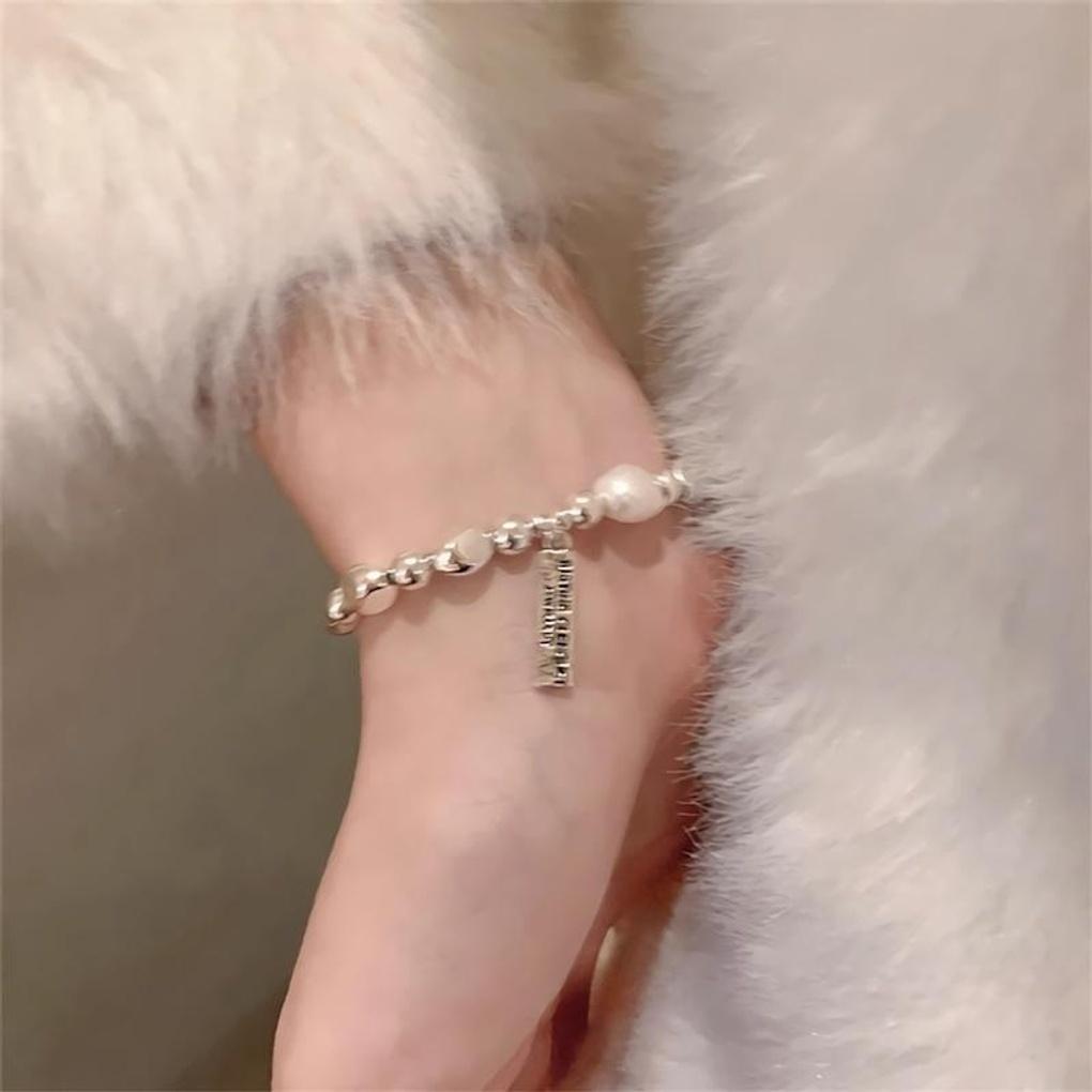 

Women s Silver 925 Unbalanced Ball Pearl Bracelet pearl