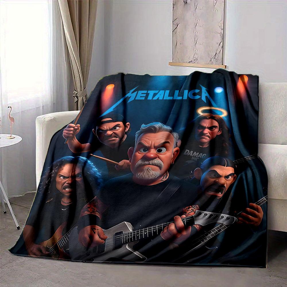 1pc Metallica Band Merchandise Blanket Lightweight Flannel Blanket Throw Blanket For Sofa, Bed, Travel, Camping, Livingroom, Office, Couch