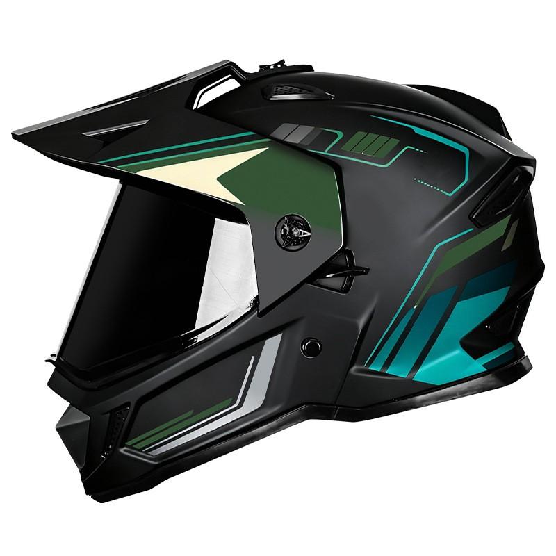Dual Lens Full Face Motorcycle Helmet Off-Road Rally Dirt Bike ATV Racing DOT Certified ABS Carbon Fiber Style