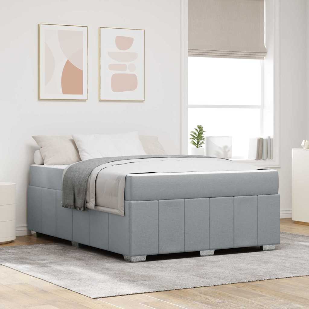Bed Frame with Mattress Light Grey 140 x 200 cm Fabric