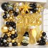 7pcs Hello 2026 New Year Aluminum Foil Balloon Set Rose Gold Conjoined Letters & Numbers for Party Decor Holiday Celebration