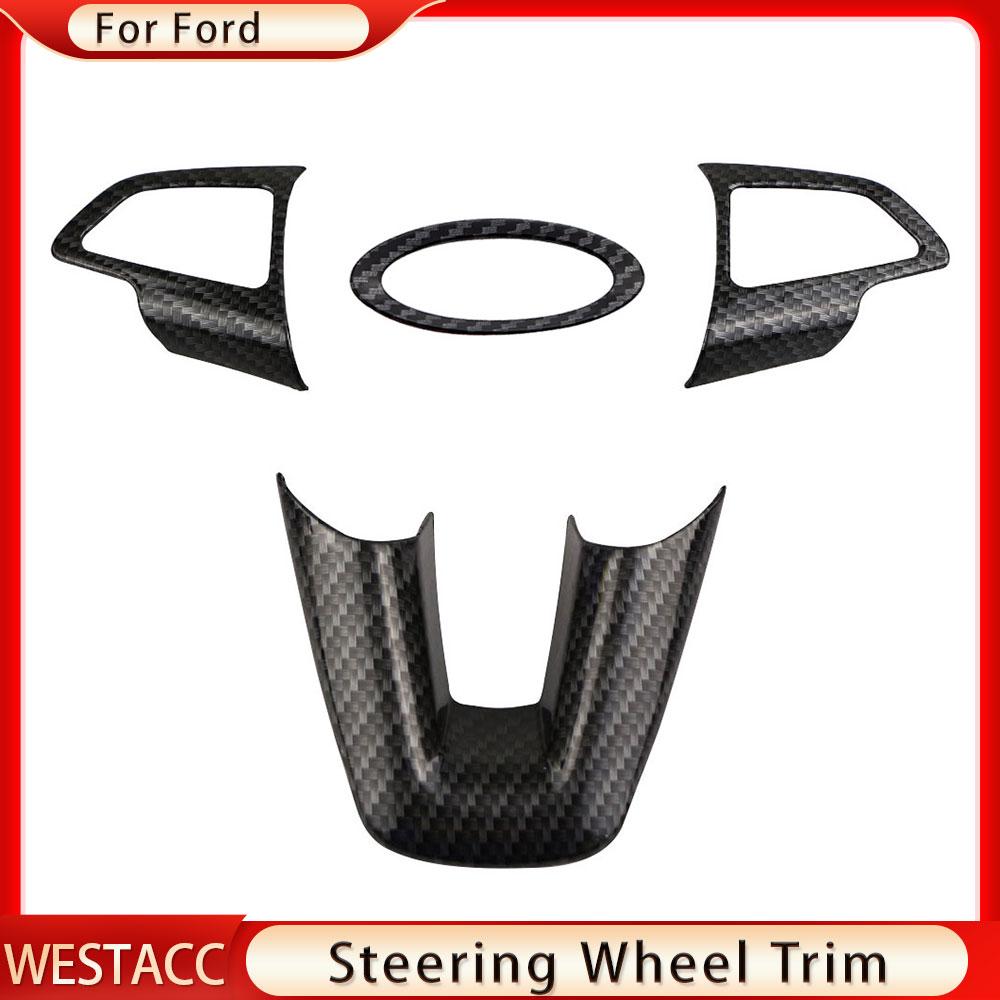 Carbon Fiber Car Center Lenkradabdeckung Aufkleber Trim für Ford Ecosport 2018 - 2022 Focus 3 MK3 2015 - 2018
