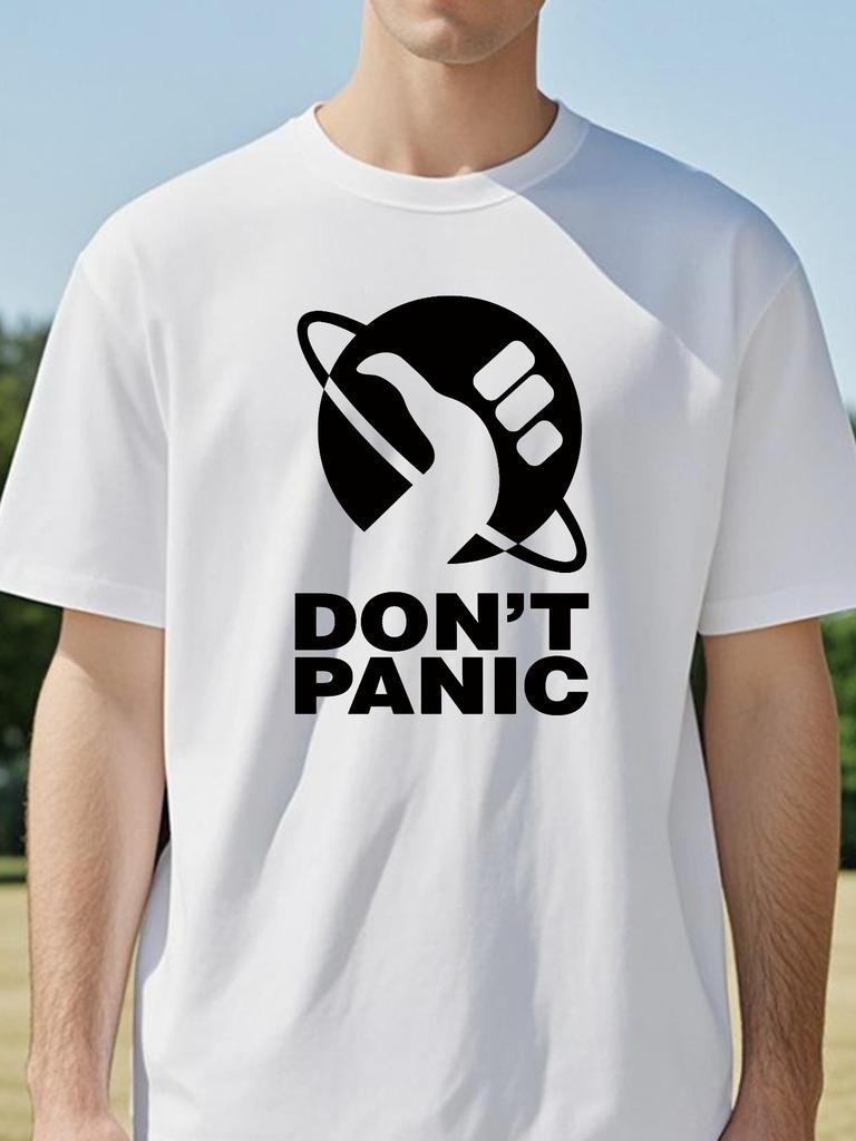 Men The Hitchhikers Guide To The Galaxy print T Shirt summer unisex Short Sleeve tshirt Loose H