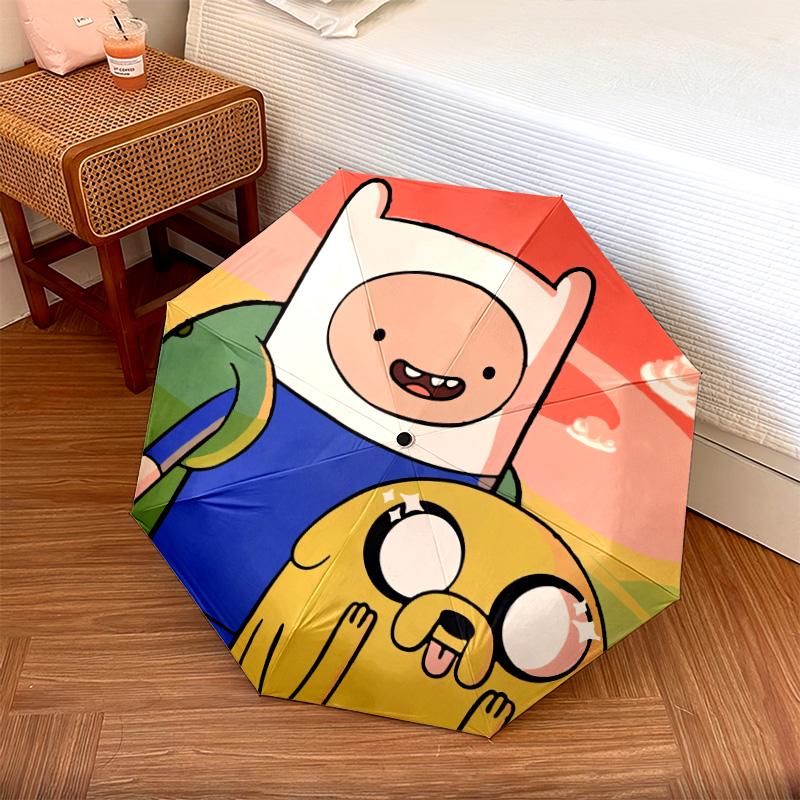Jake and Finn Pattern, Automatic Folding Umbrella, Portable and Foldable Design, 8 Ribs, a Christmas or Birthday Gift.