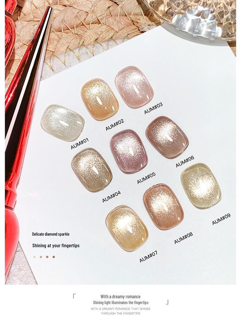Champagne Cat Eye Gel Nail Polish - Whitening Manicure for Autumn/Winter