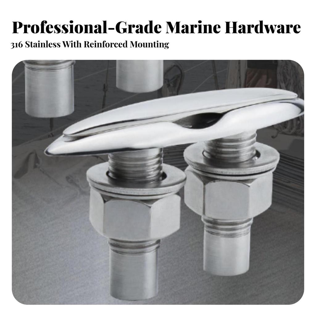 Concealed Cleat Mirror-Polished Hardware Heavy Duty for Boats, Docks