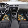 Sunflower Butterfly Car Floor Mats 4pcs Set Universal Anti-Slip Front Rear Carpet For SUV Sedan Van