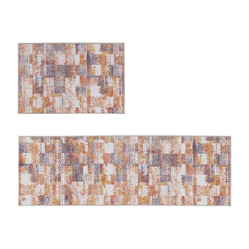Bohemian Geometric Rug - Non-Slip Absorbent Floor Mat for Entryway Kitchen Hallway, Vintage Doormat with Anti-Skid Backing