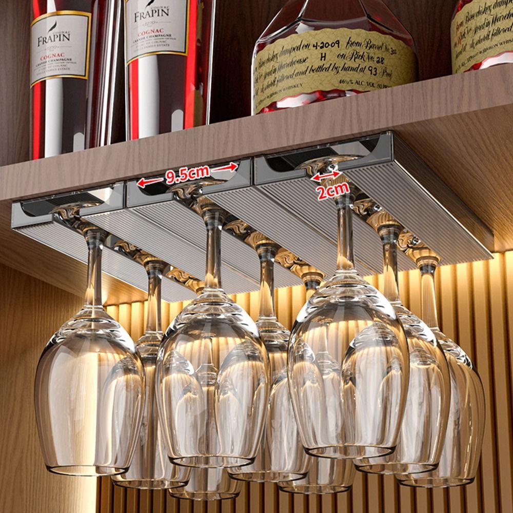 Non-drilled Installation Stemware Organizer Upside-down Rack Hanging Cup Holder  Dining Room