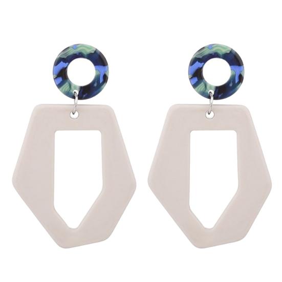 Circle Hollow Hexagon Acrylic Long Dangle Women Stud Earrings Jewelry