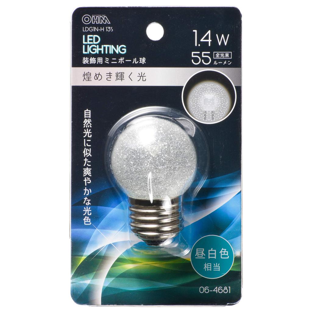 OHM (OHM Electric) LED Mini Ball Bulb (Decorative Use1.4W55lmSilver (Daylight White) ColorG40E26) LDG1N-H 13S