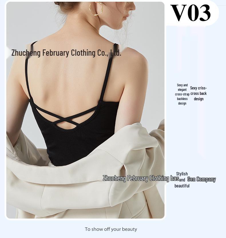 Women's 2025 Summer Crisscross Back Camisole with Chest Pad – Pure Cotton Base Layer